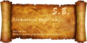 Sinkovics Beáta névjegykártya